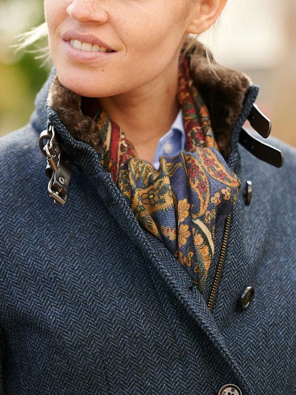 Harris Tweed Damesjas Paula In Blue Herringbone - Afbeelding 3