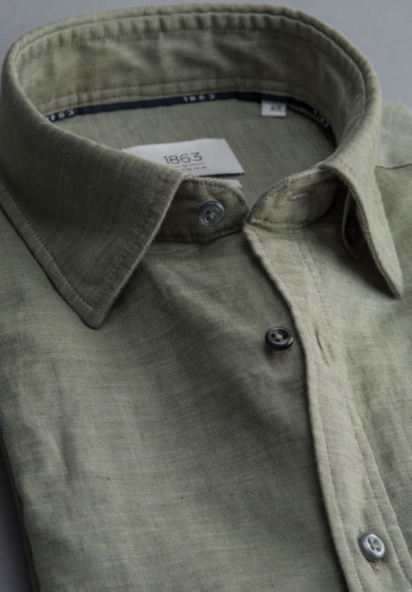 Eterna Lange Mouw Overhemd Modern Fit Soft Tailoring Twill Limoen Groen Uni