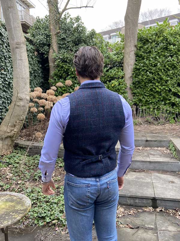 DF Harris Tweed Waistcoat Met Revers 613 - Afbeelding 3