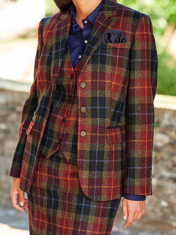 Harris Tweed Dames Jasje Carola In Check Of Island - Afbeelding 2