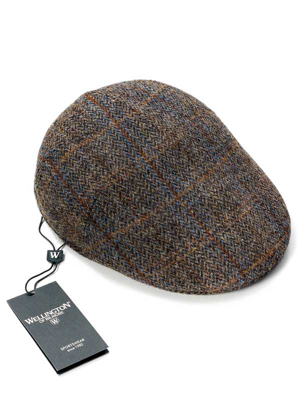 Harris Tweed Flat Cap Henry In Green-Blue Herringbone - Afbeelding 2