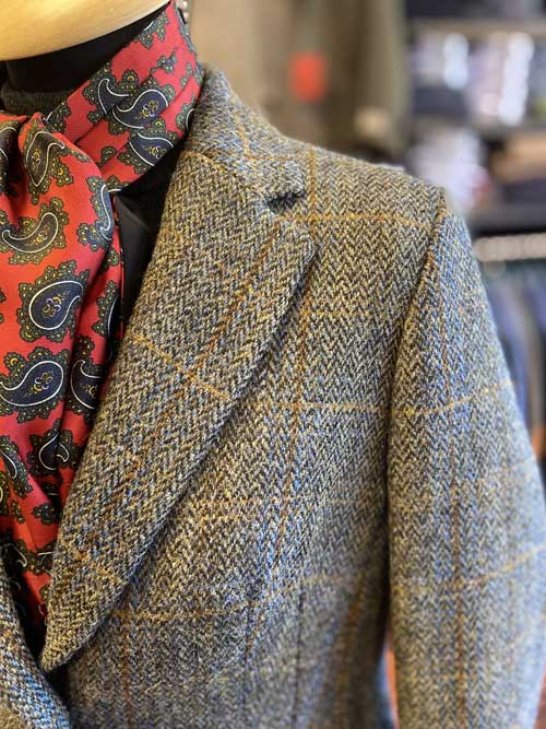 Harris Tweed Dames Jasje Kort "Ami" In Green-Blue Herringbone - Afbeelding 2