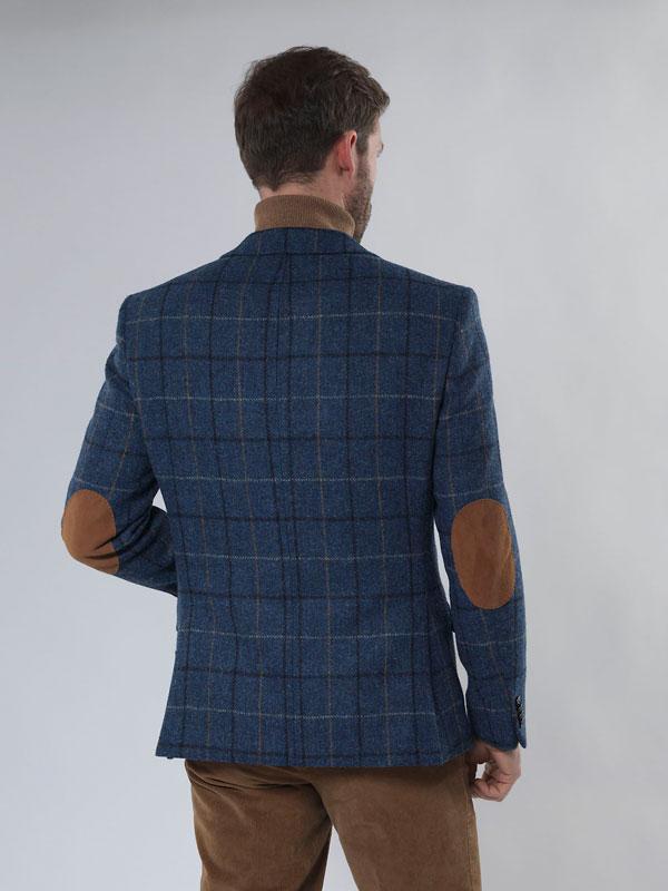 Harris Tweed Jacket London In Blue Overcheck - Afbeelding 3