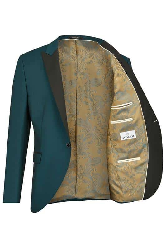 Smoking, Donker Groen opgesneden revers in wol mohair - Afbeelding 2