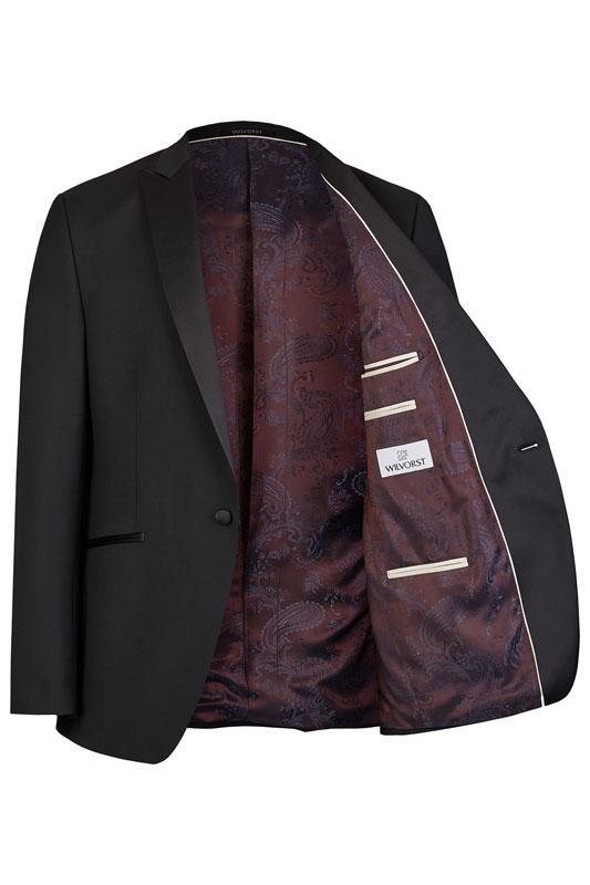 Smoking, Zwart opgesneden revers in wol mohair - Afbeelding 3