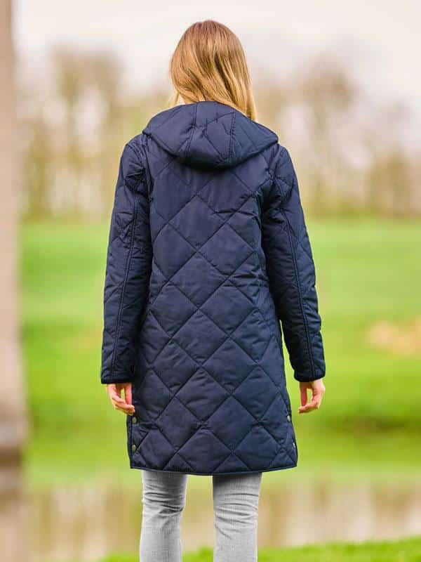 Dames Lichtgewicht Steppmantel 'Perth' Met Capuchon In Navy - Afbeelding 2