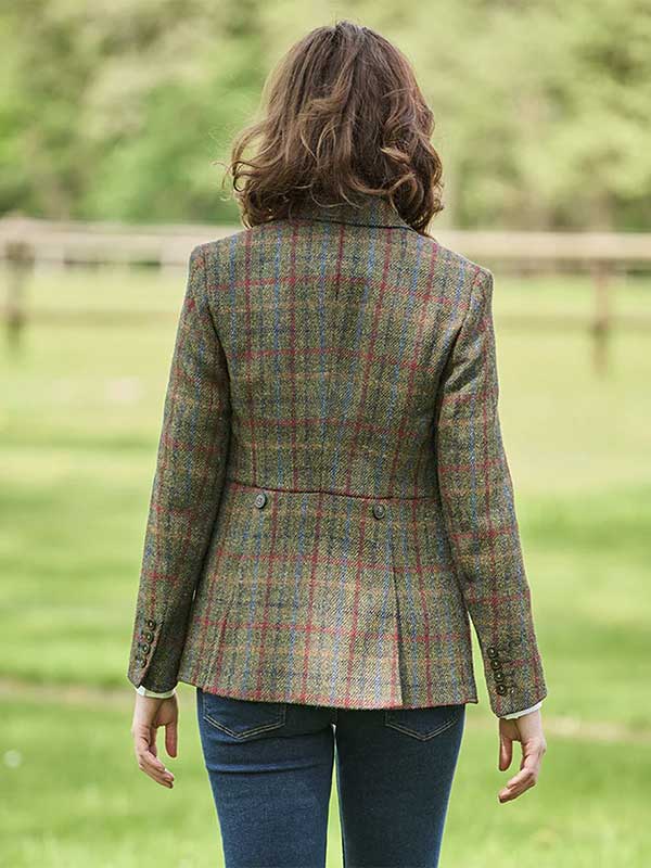 Harris Tweed Dames Jasje Carola In Red-Blue Check - Afbeelding 2