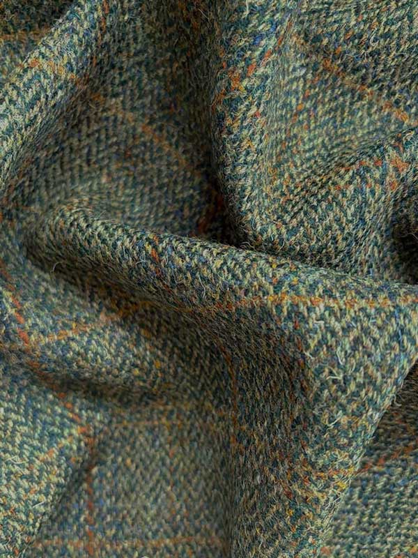 Harris Tweed Jacket "London" In Oliv-Blue Overcheck - Afbeelding 4