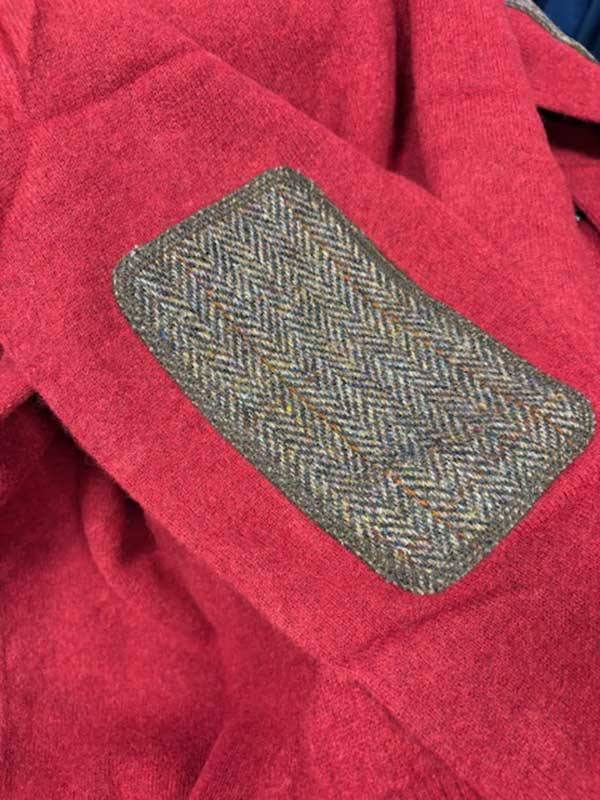 Pullover Lambswool Red Dahlia Met Harris Tweed Details - Afbeelding 2