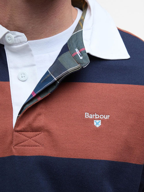 Barbour Broome Rugby Shirt Navy/Rust - Afbeelding 4