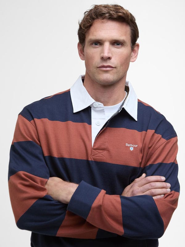 Barbour Broome Rugby Shirt Navy/Rust - Afbeelding 2