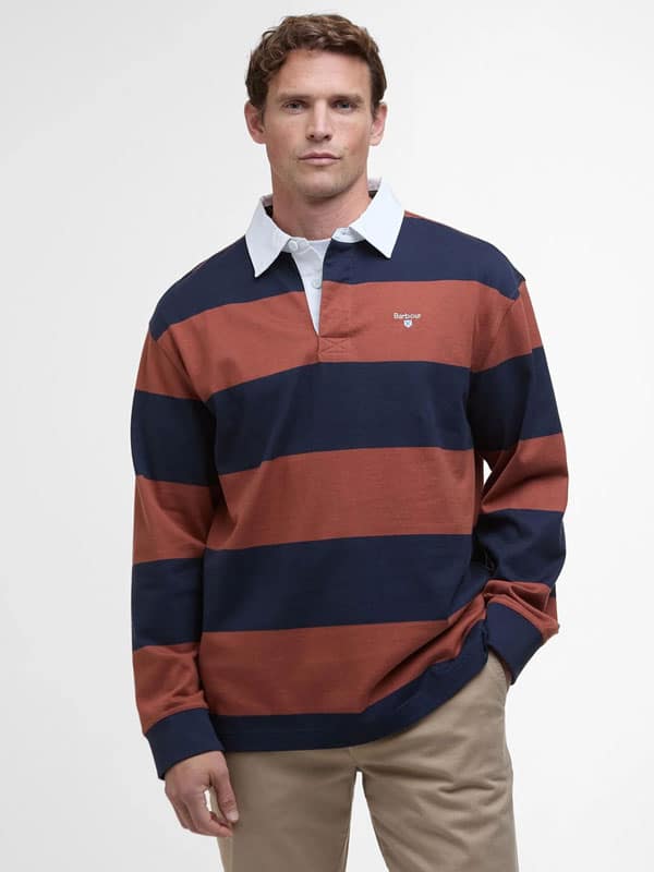 Barbour Broome Rugby Shirt Navy/Rust