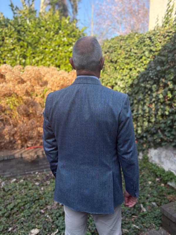 Sheppard & Jones, Zijden Zomerjasje In Light Blue Herringbone - Afbeelding 3