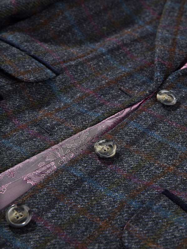 Harris Tweed Dames Overjas, Tori 3/4 Coat Navy Multi Check - Afbeelding 5