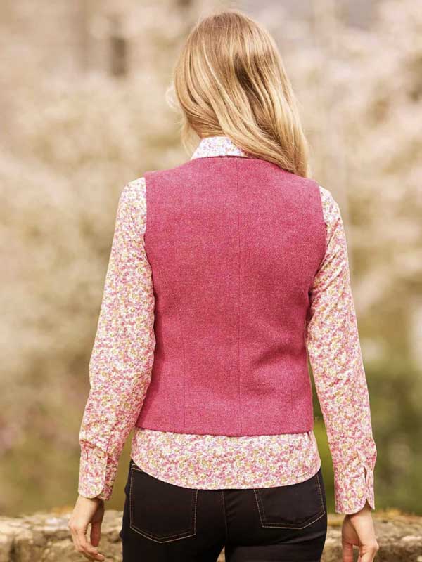 Harris Tweed Dames Vestje Lea In Pink - Afbeelding 2