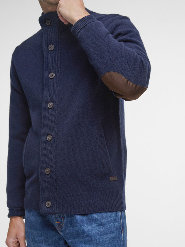 Barbour Essential Patch Zip Through Knitted Jumper Navy - Afbeelding 2