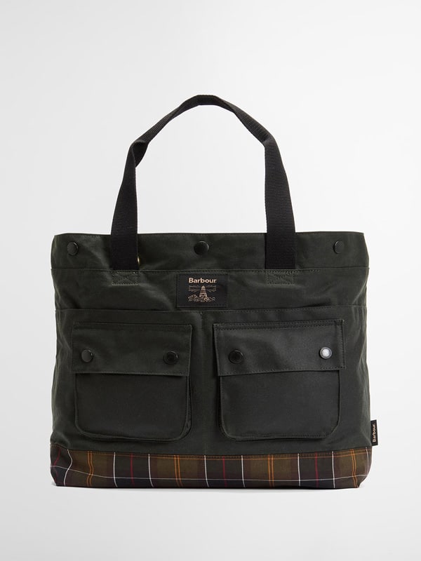 Barbour Field Wax Tote Bag Sage/Classic