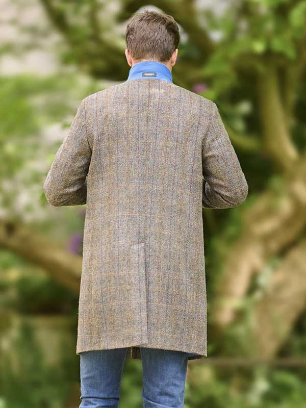 Harris Tweed Overjas Barney In Green-Blue Herringbone - Afbeelding 2