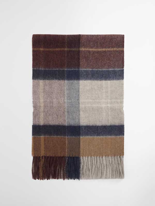Barbour Tartan Lambswool Scarf Midnight Oak
