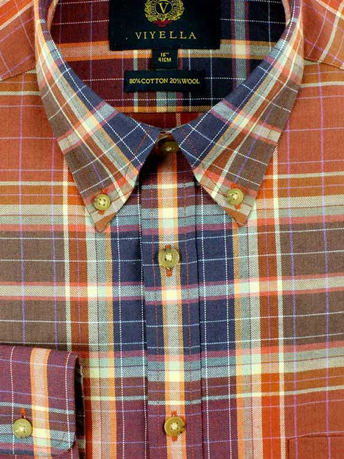 Viyella Shirt, Autumn Brown Plaid - Afbeelding 2