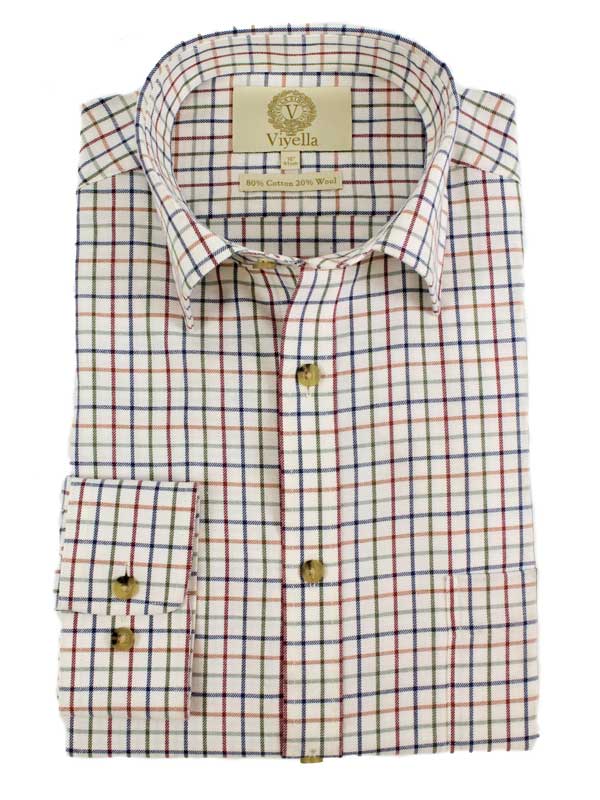 Viyella Shirt Plum & Blue Tattersall Check Classic Fit