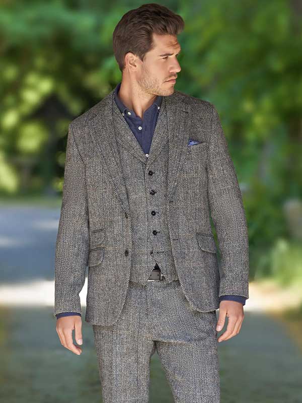Harris Tweed Jacket London In Highland Green Herringbone - Afbeelding 2