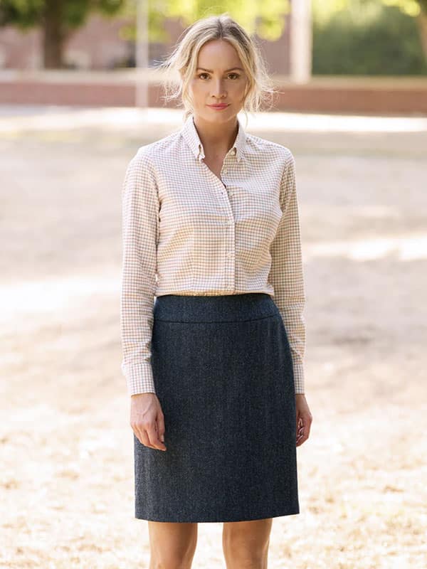 Harris Tweed Dames Rok In Blue Herringbone