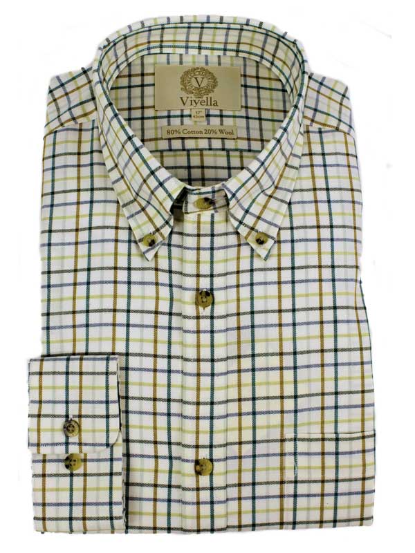 Viyella 80/20 Brunswick Green Tattersall Check Classic Fit Shirt with Button Down Collar