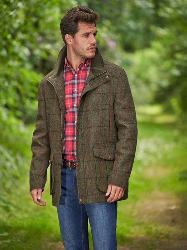 Harris Tweed Fieldjacket Bristol In Green Overcheck - Afbeelding 4