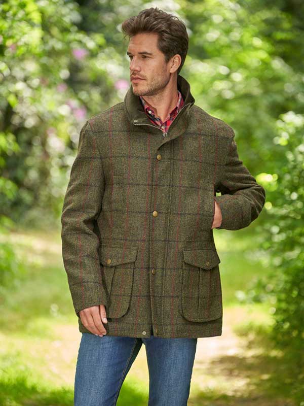 Harris Tweed Fieldjacket Bristol In Green Overcheck - Afbeelding 2