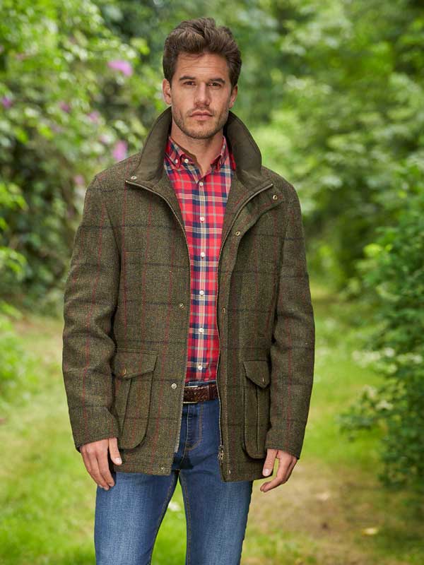 Harris Tweed Fieldjacket Bristol In Green Overcheck