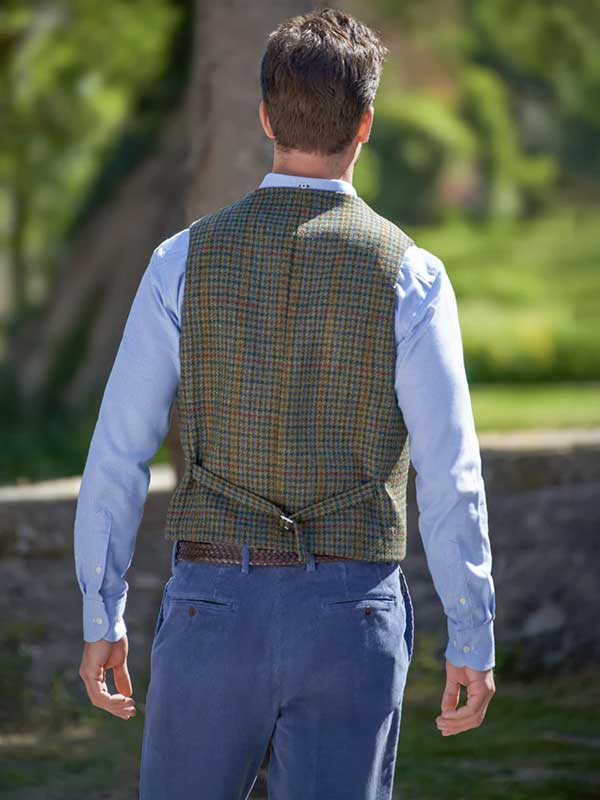 Harris Tweed Vestje Wales Met Revers In Green Castle - Afbeelding 2