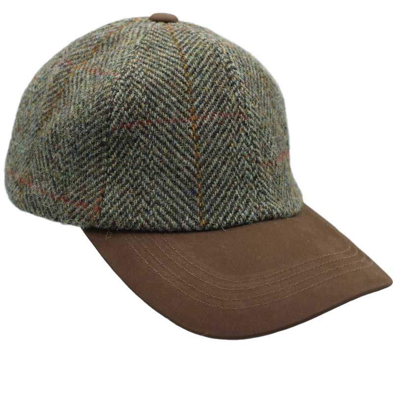 Harris Tweed Cap, Sage Wine Gold