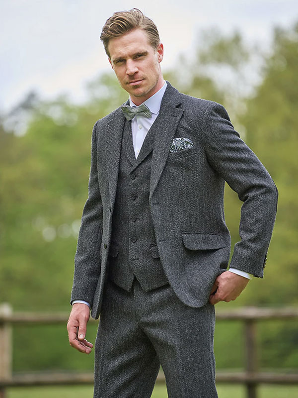 Harris Tweed Jacket London In Anthra Herringbone