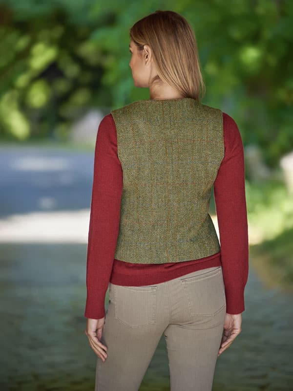 Harris Tweed Dames Vestje Lea In Light Green - Afbeelding 2