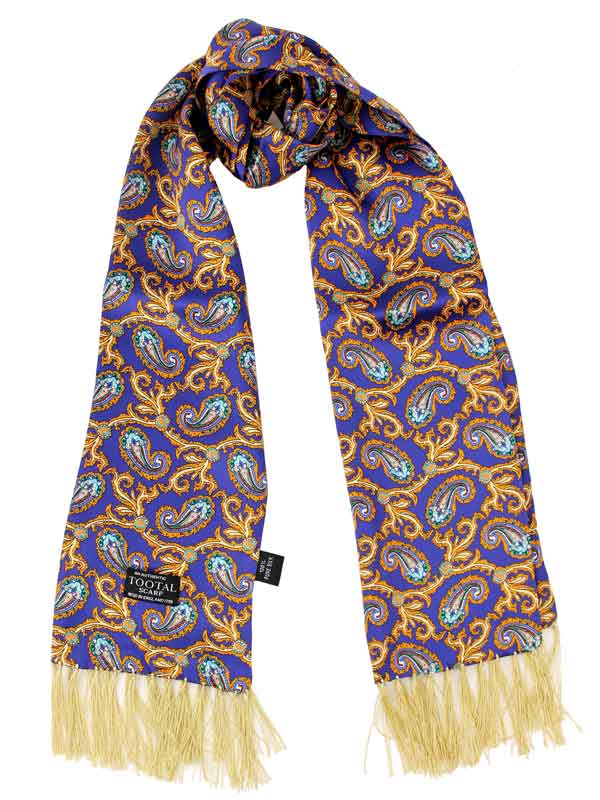 Shawl, Tootal Scarves Paisley Silk Navy/Gold - Afbeelding 2