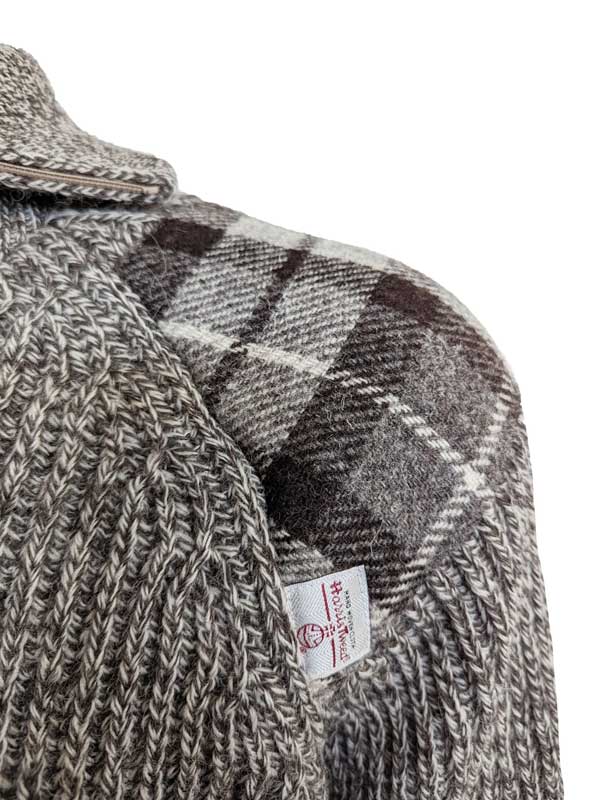 Zip sweater with Harris Tweed patches Natural - Afbeelding 4