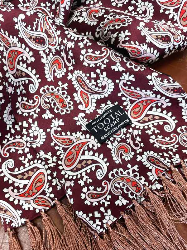 Shawl, Tootal Scarves Paisley Silk Wine