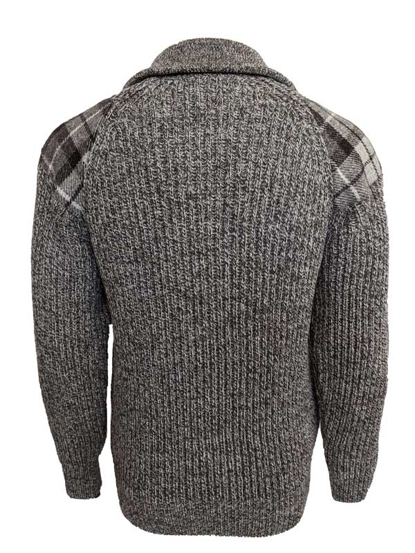 Zip sweater with Harris Tweed patches Natural - Afbeelding 5