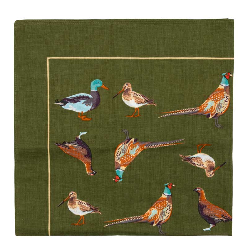 Handkerchiefs, Pack Of Two Game Bird Cotton Green - Afbeelding 2
