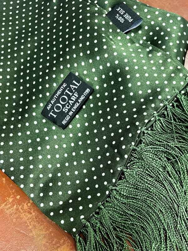 Shawl, Tootal Vintage Parka Green Polka Dot Silk