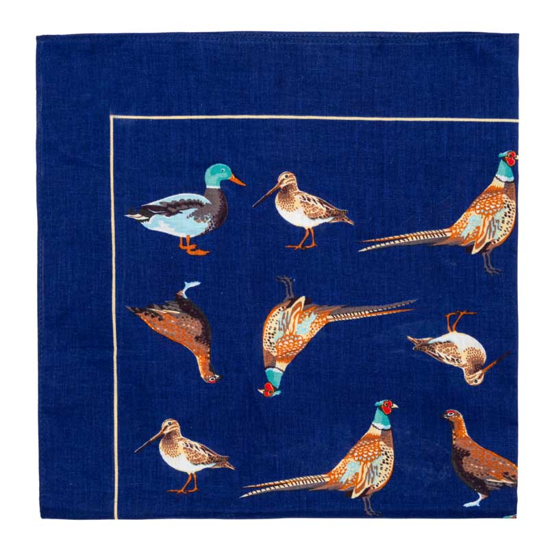Handkerchiefs, Birds Navy Cotton