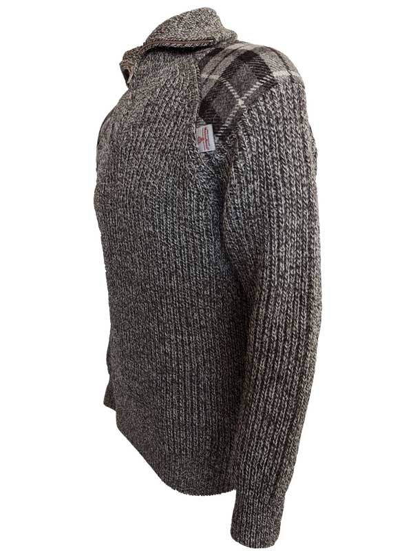Zip sweater with Harris Tweed patches Natural - Afbeelding 6