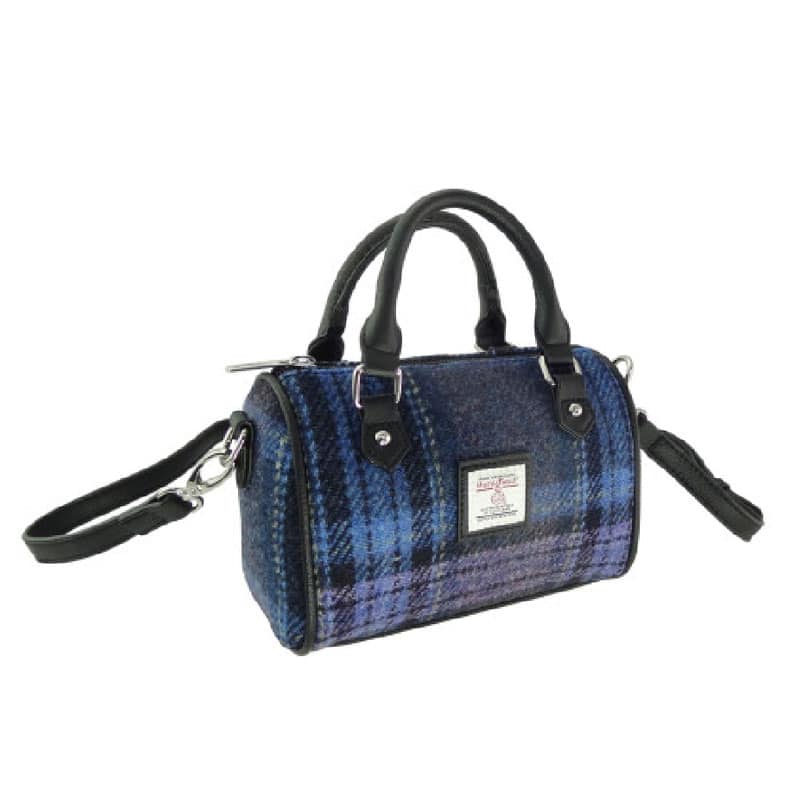 Harris Tweed 'Kilbride' Mini Bowling Bag in Blue and Purple Stewart Tartan