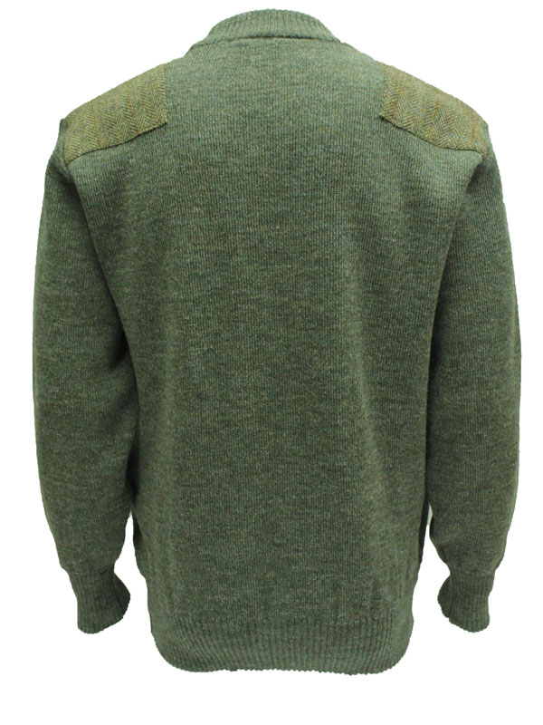 Crew neck sweater with Harris Tweed patches Derby Tweed - Afbeelding 3