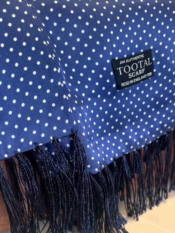 Shawl, Tootal Vintage Blue Polka Dot Silk