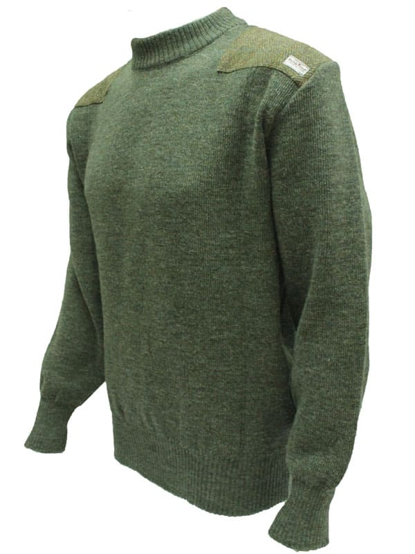 Crew neck sweater with Harris Tweed patches Derby Tweed - Afbeelding 2