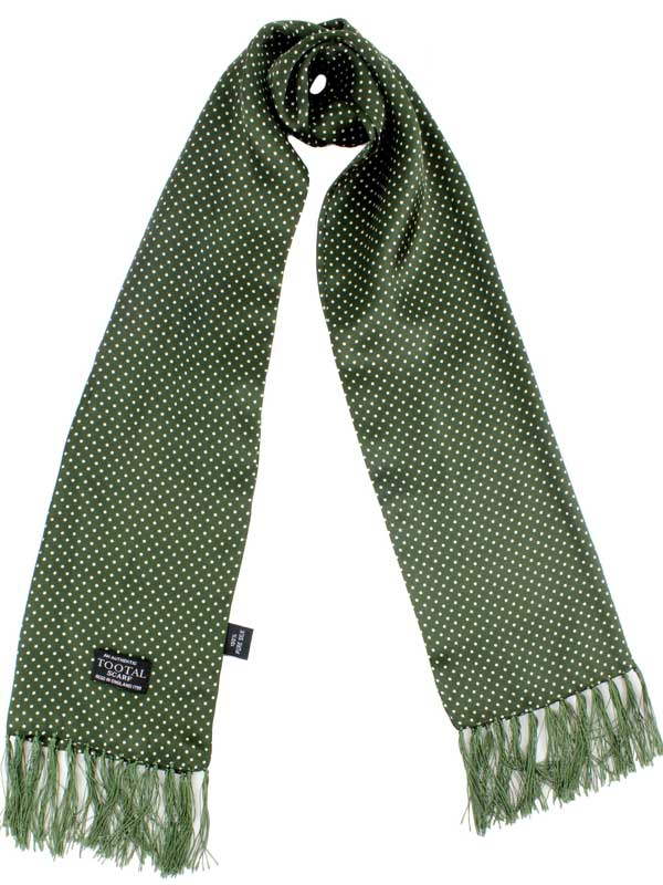 Shawl, Tootal Vintage Parka Green Polka Dot Silk - Afbeelding 2