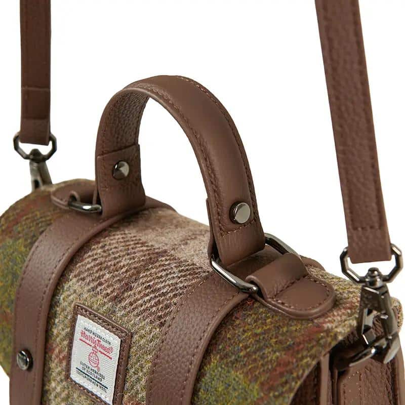 Harris Tweed Clutch, The Leather Mini Satchel, Islander, Chestnut Tartan - Afbeelding 3