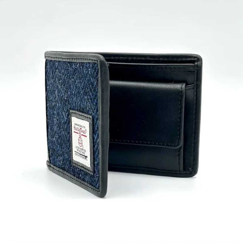 Harris Tweed Bifold Coin Wallet In Blue - Afbeelding 3